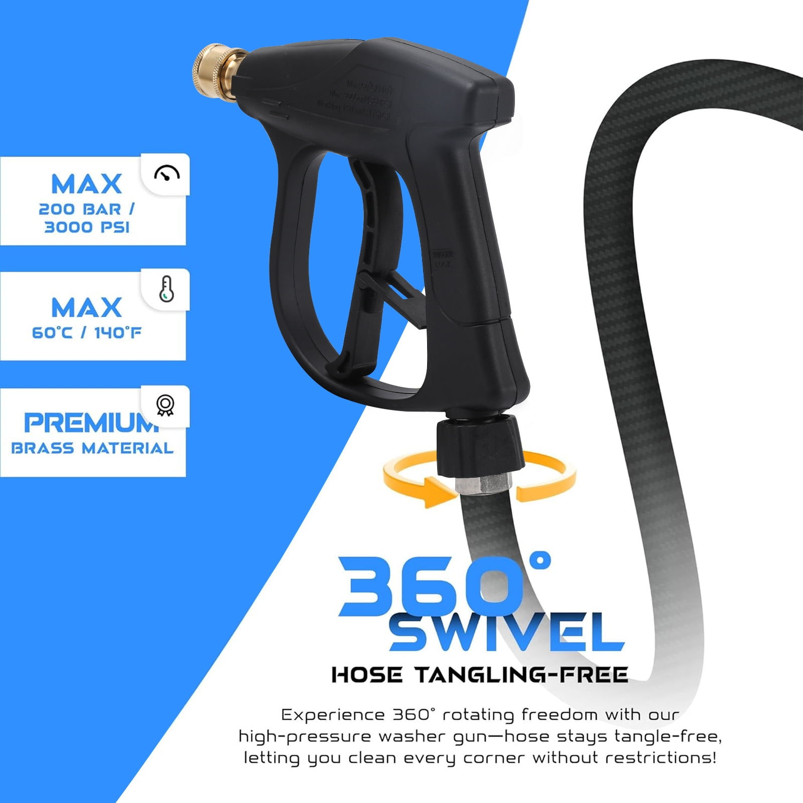 Sewer Jetter Kit for Pressure Washer 50 FT, Drain Cleaner Hose with Power Washer Gun, 1/4 Inch NPT Corner, Rotating and Button Nose Sewer Jetting Nozzle,Waterproof Tape, Pearl Corsage Pin, Spanner