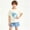 Blue, variant on Boys Girls 2-Piece Soccer Graphic Outfit (6 Months-12 Years) Waffle Knit Short Sleeve Top and Relaxed Shorts Set For Toddler and Kids Blue 2T