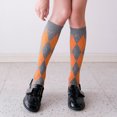 thumbnail image 4 of ZUARFY Women Cotton Knee High Socks Preppy Style Vintage Argyle Plaid Print Stockings, 4 of 19