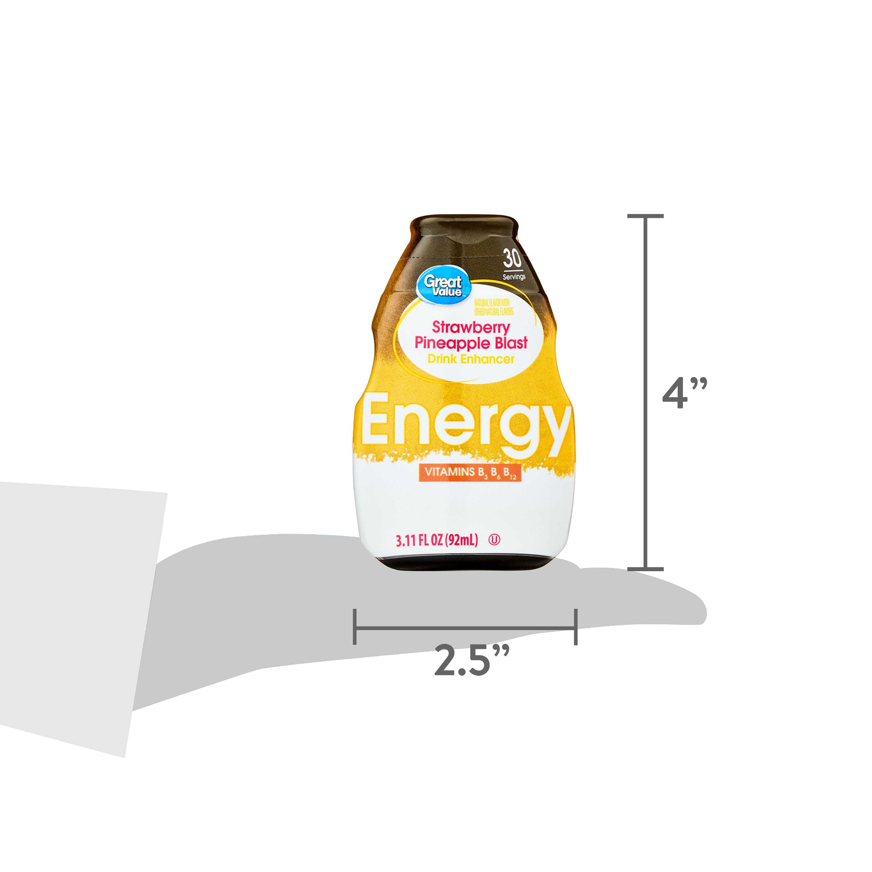 Great Value Strawberry Pineapple Energy Drink Enhancer, 3.11 fl oz Bottle