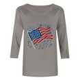 thumbnail image 6 of BLTIBY 2025 Womens Blouse Summer 3/4 Sleeve Round Neck Independence Day Printed USA 4th of July Shirts Loose Novelty T-Shirts Fashion Pullover Top Gray M, 6 of 6