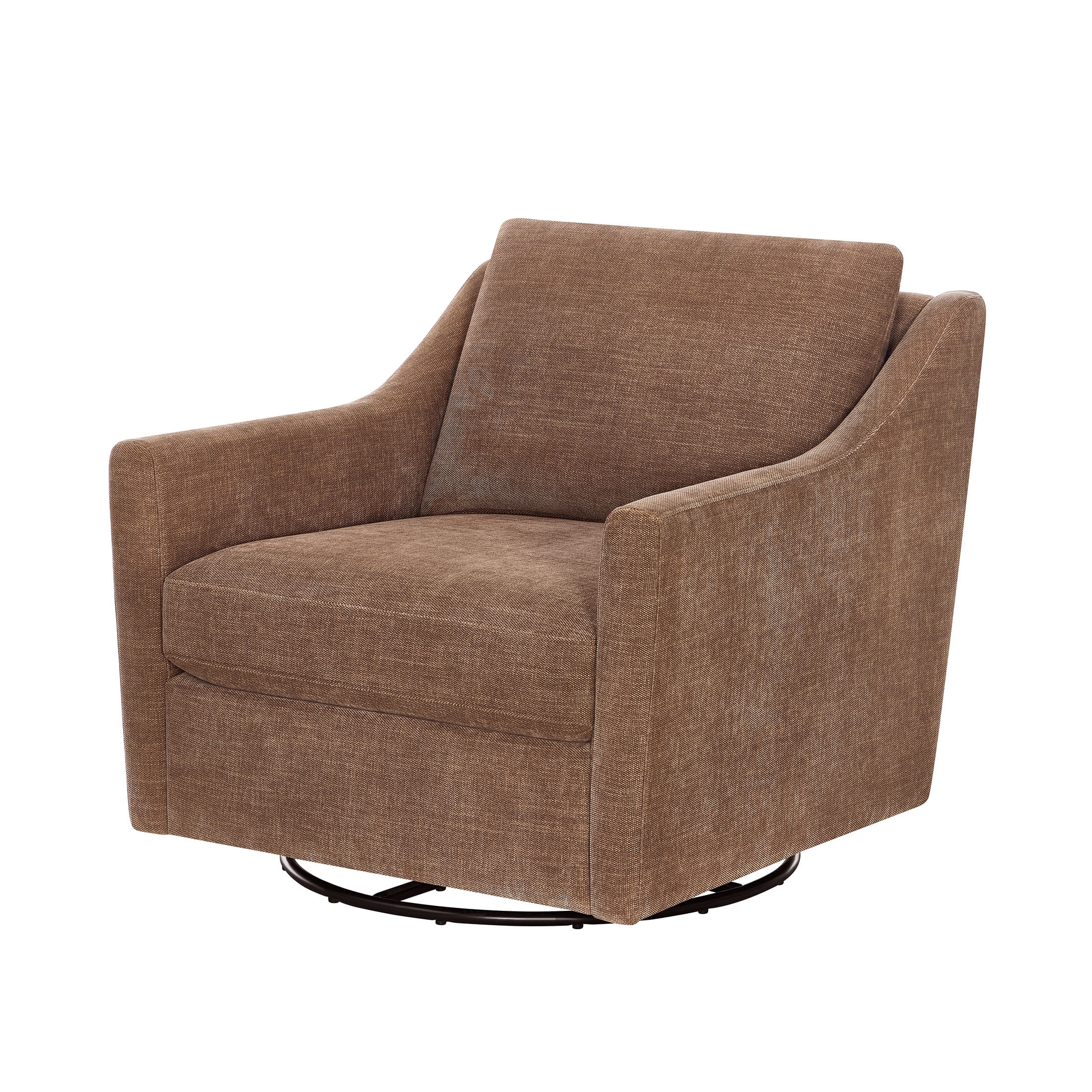 My Texas House Roan Swivel Accent Chair, Brown Fabric Upholstery