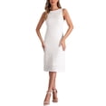 thumbnail image 1 of Vestido sin mangas de corte ajustado para mujer, cuello barco, texturizado, casual, de oficina, talla XS, color blanco, 1 of 6