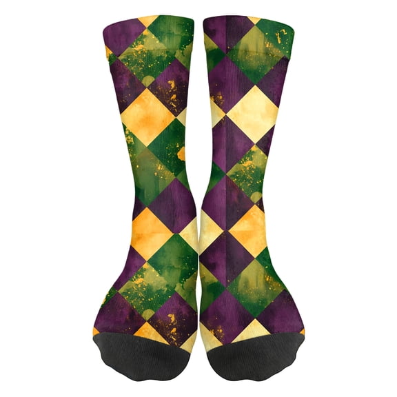 Onlysocks Mardi Gras Socks for Womens, Novelty Designs Soft Breathable Holiday Fun Colorful Themed Socks, Holiday Decorative Stockings for Party, Sports, A