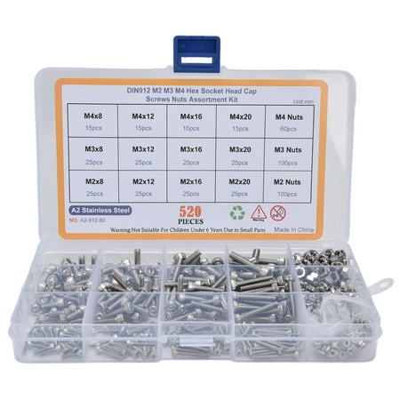 

Screw Nut Set Multi Use Hex Socket Screws Nuts 520Pcs With Storage Box For Electronic Products For Instrument For Accurate Machinery Industries
