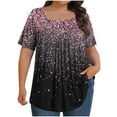 thumbnail image 2 of Drses Womens Summer Tops Women's Printed Oversized Neck Pleated Short Sleeved Loose Top L-5xl Womens Tops, 2 of 4