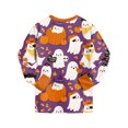 thumbnail image 6 of felwors Halloween Pajamas Big Boy Girls Crew Neck Cute Print Pajama Sets Long Sleeve Lovely Sleepwear 2 Piece Pjs Multiple Cartoon Jammies Pajama (Dark Purple,5-6 Years), 6 of 7