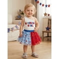 thumbnail image 5 of BemeyourBBs Kids Toddler Baby Girls 4th of July Outfit Baby Girl Independent Day Summer Clothes Fourth of July American Girl Letter Embroidery Sleeveless Tank Tops Star Print Tulle Tutu Skirt Set, 5 of 9