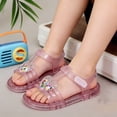 thumbnail image 2 of Viluyesy Girls Soft-Soled Crystal Jelly Shoes Princess Style Summer Sandals for Toddlers & Kids, Beach & Casual Wear Hot Pink Size 1, 2 of 10
