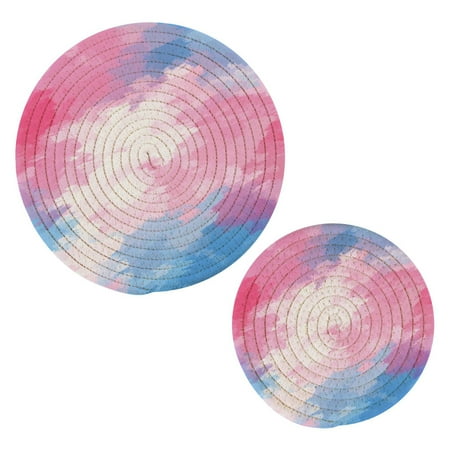 

Pink and Blue Abstract Painting Cotton Braided Potholders 2 Pack Heat-Resistant Pads 7.09 and 9.45
