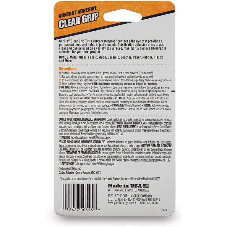 Gorilla 3 oz Clear Grip Contact Adhesive