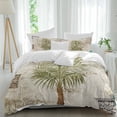 thumbnail image 2 of Vintage Palm Trees Bedding 3 Piece Duvet Cover Set Queen Size, Summer Tropical Botanical Beige Burlap Soft Microfiber Comforter Cover with Zipper Closure & Pillowcases, FadeResistant Quilt Cover, 2 of 9