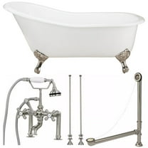 Vintage Tub & Bath Charlotte 57 Inch Cast Iron Slipper Clawfoot Tub Package