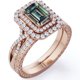 thumbnail image 1 of JeenMata Alejandrita y Moissanita Cultivadas en Laboratorio de 2 Quilates con Corte Esmeralda Diseño Eduardiano: Conjunto de Boda con Halo Doble Infinito: Baño de Oro Rosa de 18 K sobre Plata, 1 of 6