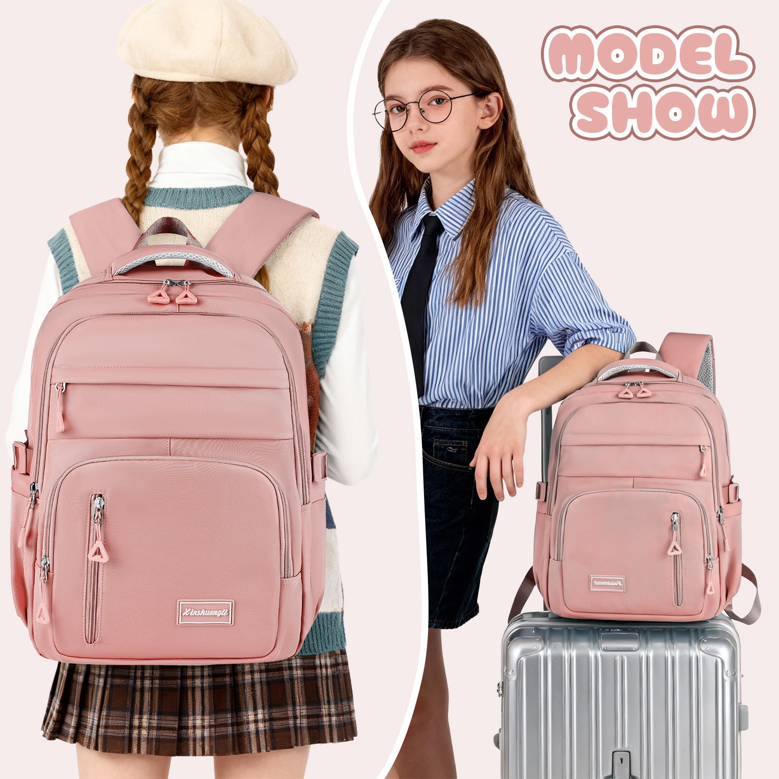DAKIMOE School Backpack for College High Middle School Fashion Student Bag Teen Bookbag Laptop Backpack Women Travel Daypacks