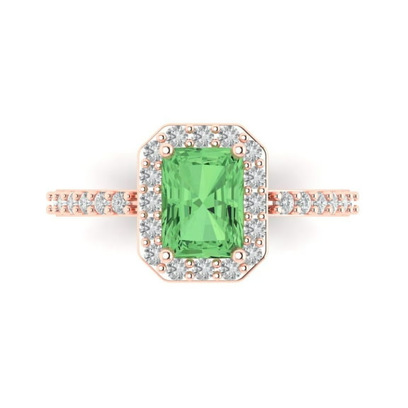 Clara Pucci 14K Rose Gold 1.92ct Green Solitaire with Accents Ring