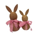 thumbnail image 1 of 2 piezas de adorno de conejo de Pascua tejido, figura de conejo, hermosa decoración coleccionable de conejo Rosa, 1 of 8