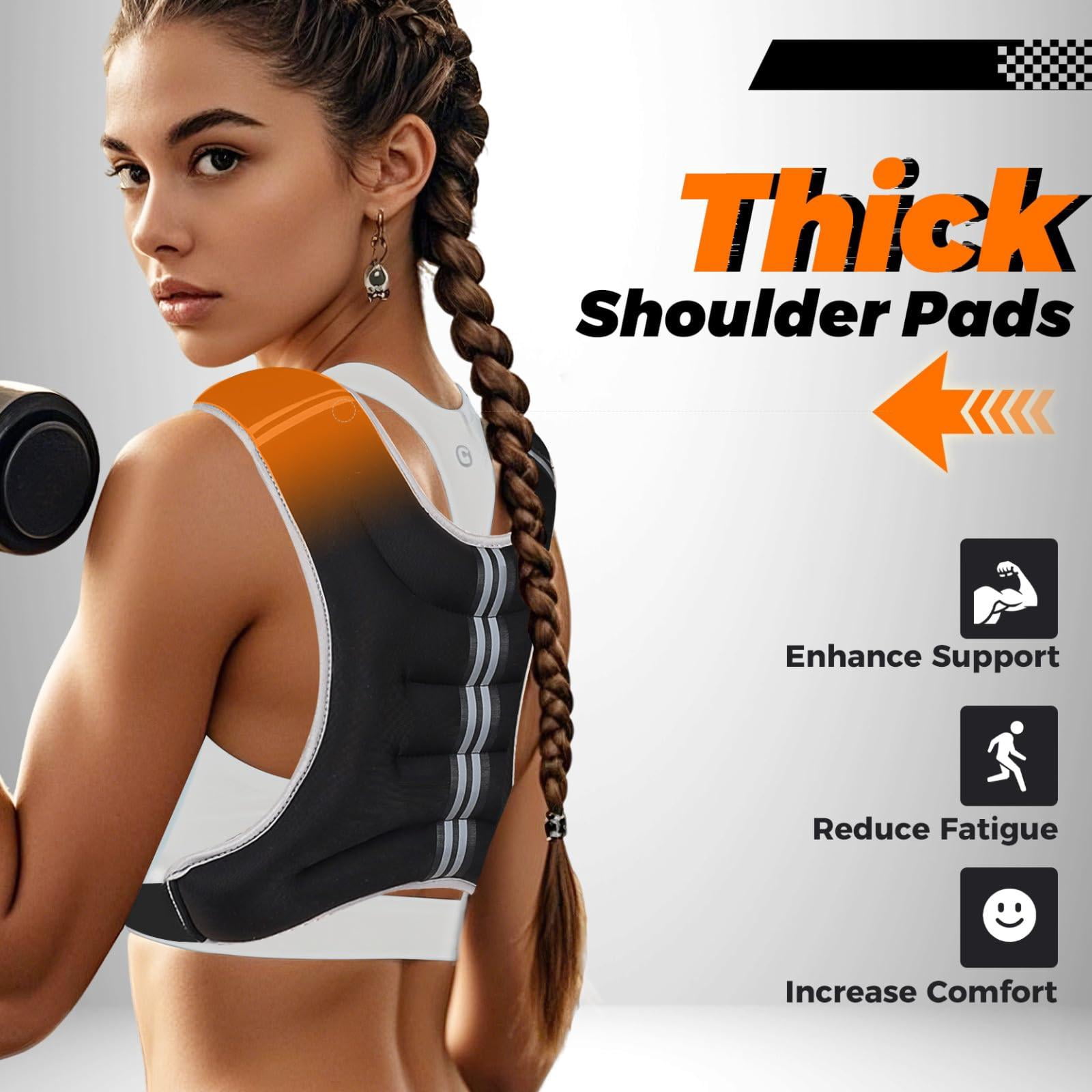 Black Adjustable Weighted Vest 12 LBS for Walking Running Fitness Strength Training