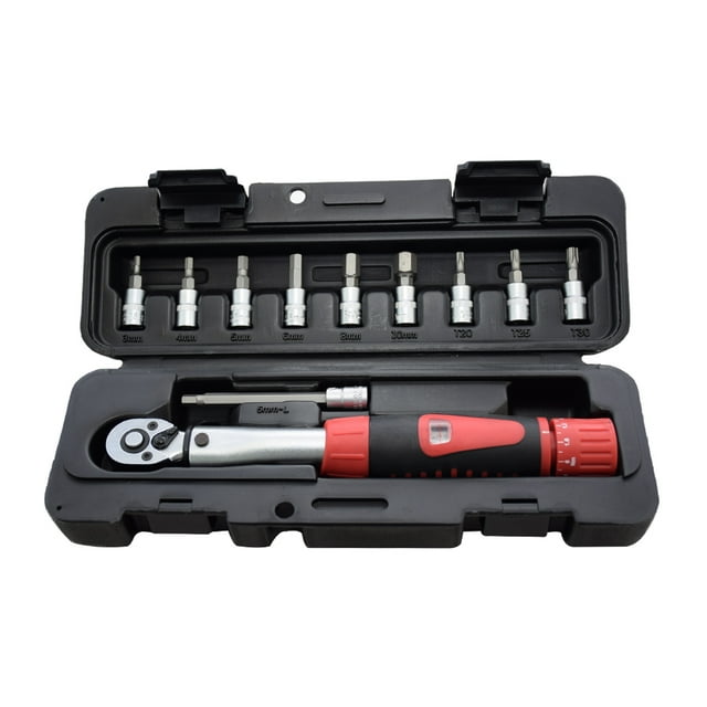 Graflsoa Compact 1/4" Drive Torque Wrench Set for Bicycles, 2-24Nm Adjustable Silver Steel Tool Kit with Precision Calibration