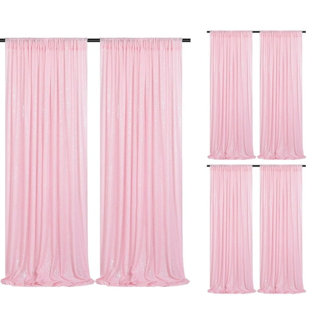 Cortinas De Lentejuelas Rosas, 6 Piezas, 2 Pies X 8 Pies, Fondo De Lentejuelas Para Fotos, Fondos De Tela Con Purpurina Para Bodas, Fiesta De Cumpleaños, Fondo De Mesa Para Pasteles, Decoración Del Ho