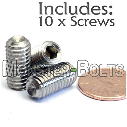 M8 x 16 Socket Set Cup Point A2 Stainless DIN 916 10PK Allen Key Grub Screw 