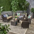 thumbnail image 2 of Christopher Knight Home St. Lucia Outdoor 6 Seater Wicker Chat Set by  gray + silver cushion, 2 of 5