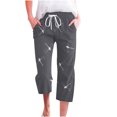 thumbnail image 1 of YDLCAFD Women's Spring And Summer Printed Lace Up Pocket Loose Wide Legged Capris (3), 1 of 4