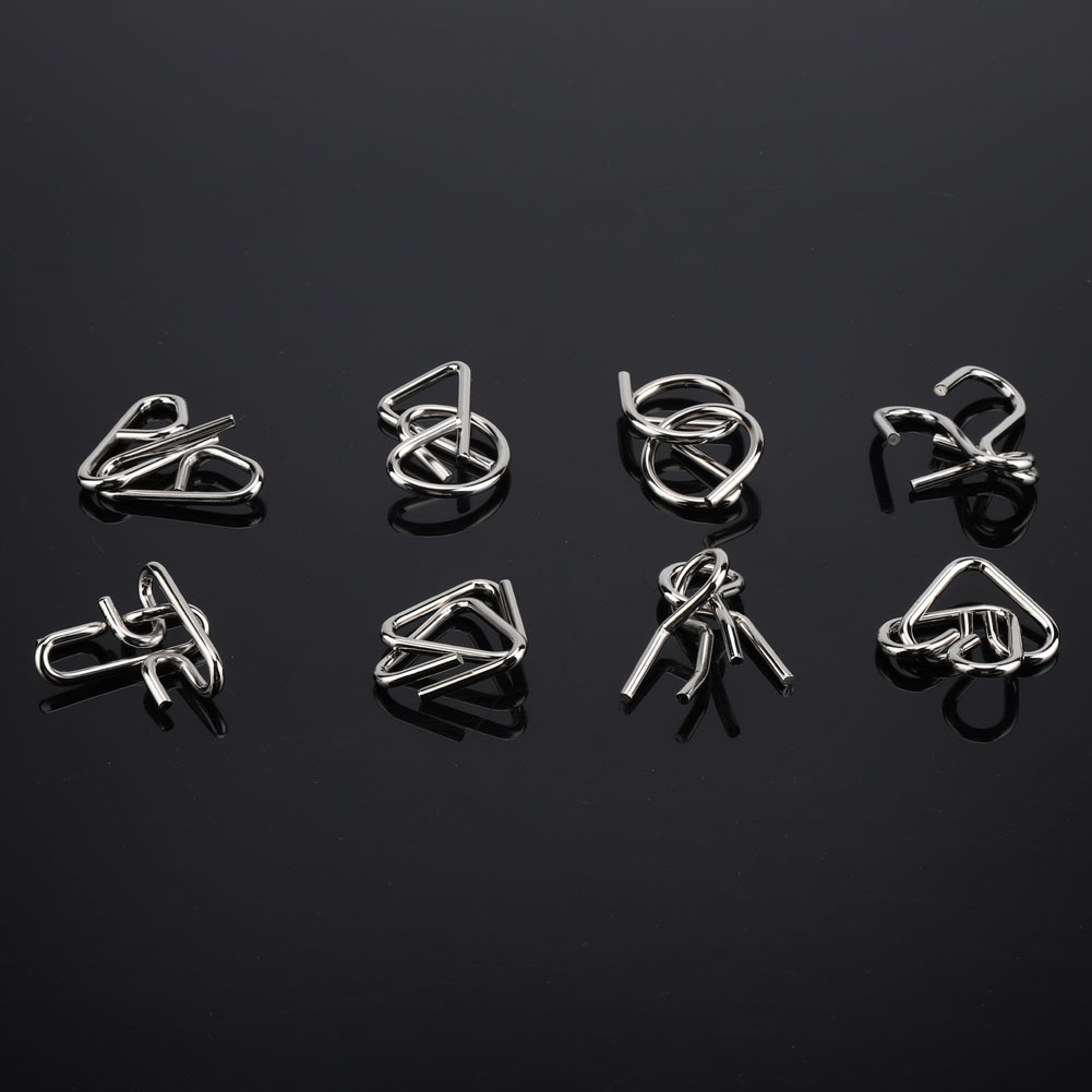 Greensen 8 Pcs Casse-Tête En Fil Métallique Casse-Tête Chinois IQ Anneau Pour Adultes Et Enfants Jouets Jeu De Fil