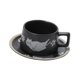 thumbnail image 4 of Juego de taza de té y platillo, juego de taza de café de cerámica para capuchino, leche, regalo de cumpleaños Negro, 4 of 9