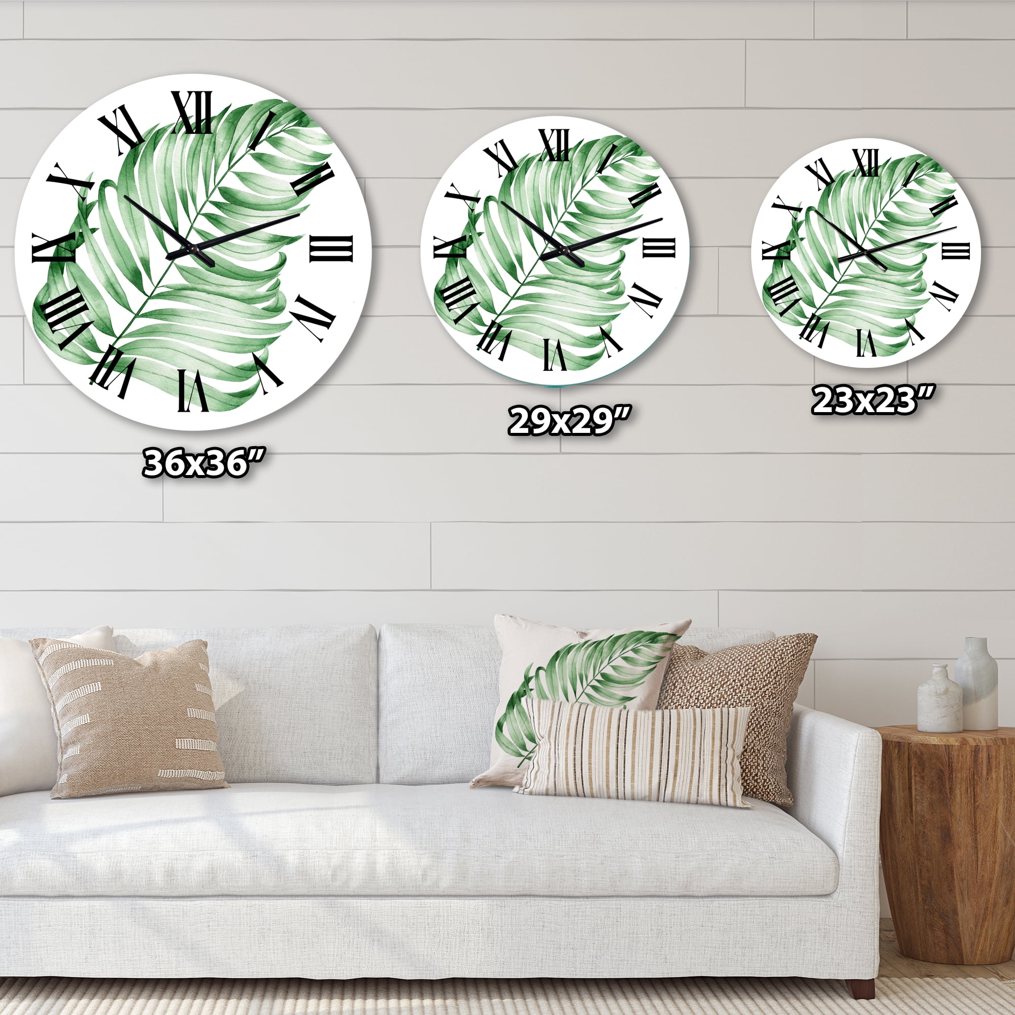 Designart 'Tropical Leaf Of Monstera Ii' Farmhouse Wall Clock
