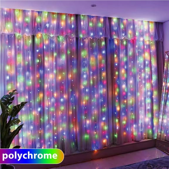 Outdoor Solar Curtain Light 8 Lighting Modes Fairy String Lights  Waterproof Garden Party Wedding Christmas Decorative Lamps