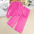 thumbnail image 2 of Kids Fashionable Long Sleeve Solid Color Shirt and Extended Pants Set, Stylish Lightweight Two-Piece Outfit for Spring Casual Wear Hot Pink 11 Years, 2 of 9