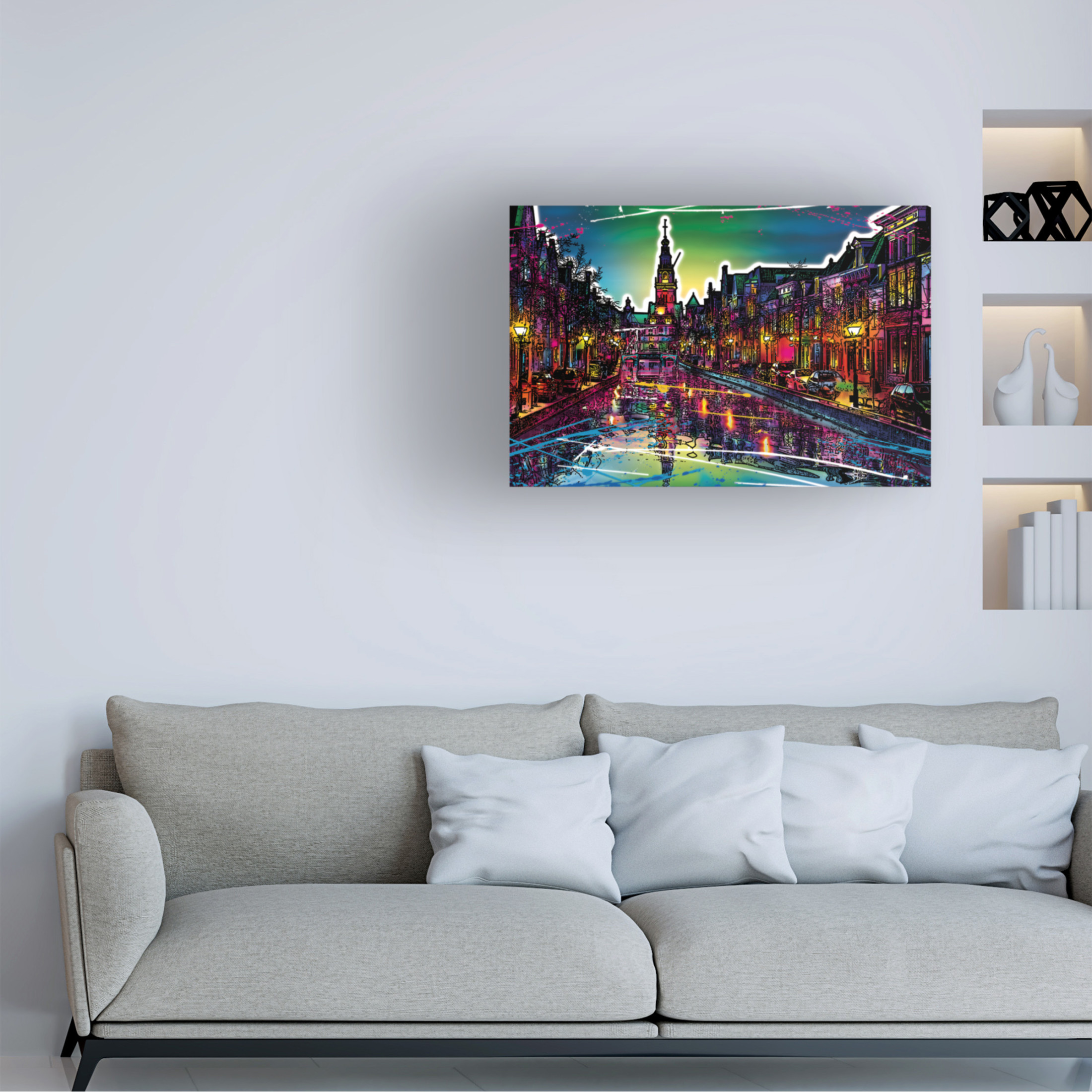 Canvas Wall Art - Ray Heere 'Colorful Cityview Of Dutch City Of Alkmaar' Wall Art for Living Room, Bedroom, or Office Décor by Trademark Fine Art - 47 x 30 Inches