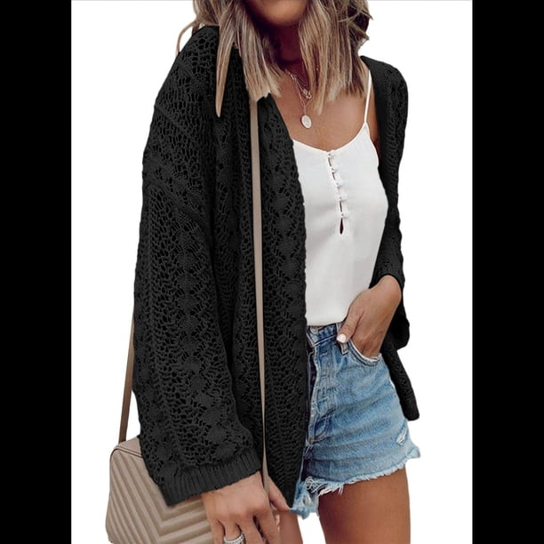 Suéter Tipo Cárdigan para Mujer, Color Negro, Talla S