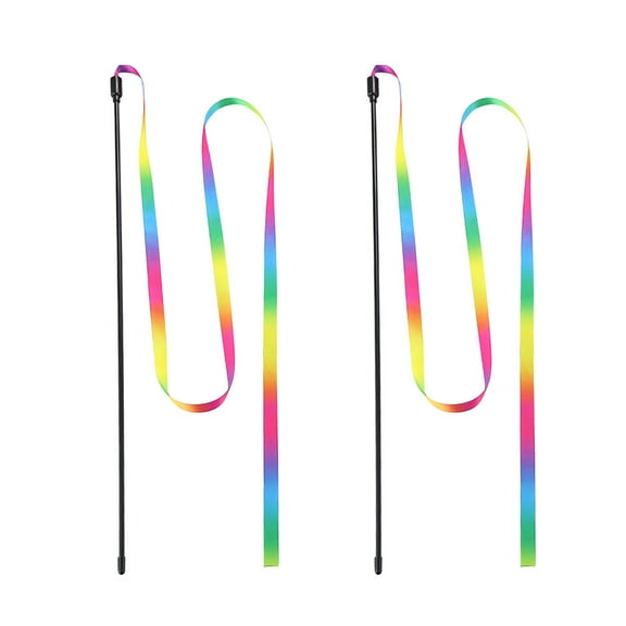 NICEXMAS Colorful Cat Teaser Wand Toys 3Pcs Plastic Ribbon for Indoor Cats Home Entertainment 19In