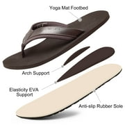 Harvest Land Comfortable Flip Flops for Men Arch Support Thong Sandals Non Slip Summer Beach Slippers Shoes Dark Brown Size 12 Males