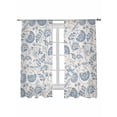 thumbnail image 2 of Sheer Curtains 72 Inches Long, Blue Paisley Light Filtering Window Curtains for Living Room, Vintage Boho Flower Botanical Leaf Branch Rod Pocket Voile Sheer Curtain Drapes, 52"W x 72"L, 2 Panels, 2 of 8