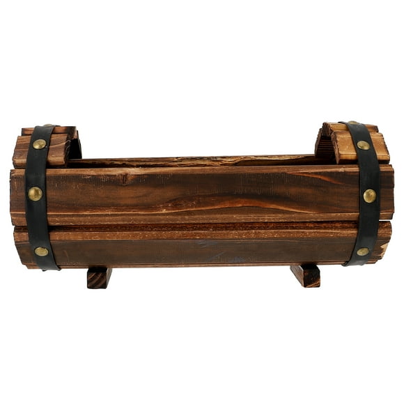 MasteelfCA 1 Pce Jardinière en Bois Carbonisée Anticorrosion pour Extérieur Pot de Fleurs en Bois pour Succulentes