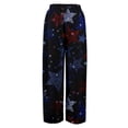 thumbnail image 4 of 250 Years Pants for Women Patriotic American Flag Print Slit Baggy Pajama Bottoms Elastic High Waist Wide Leg Casual Daily Wear Lounge Pants, #01 Dark Blue, XL, 4 of 6