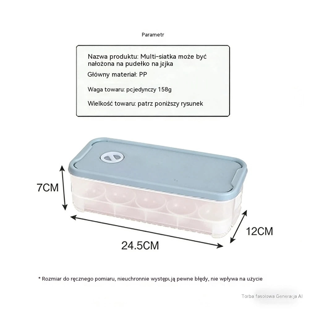 Egg Storage Box with Lid, Dual-layer Fridge Preservation Container, Airtight Food Organizer for Refrigerator Fresh-keeping, Light Blue Plastic Holder for Kitchen Use