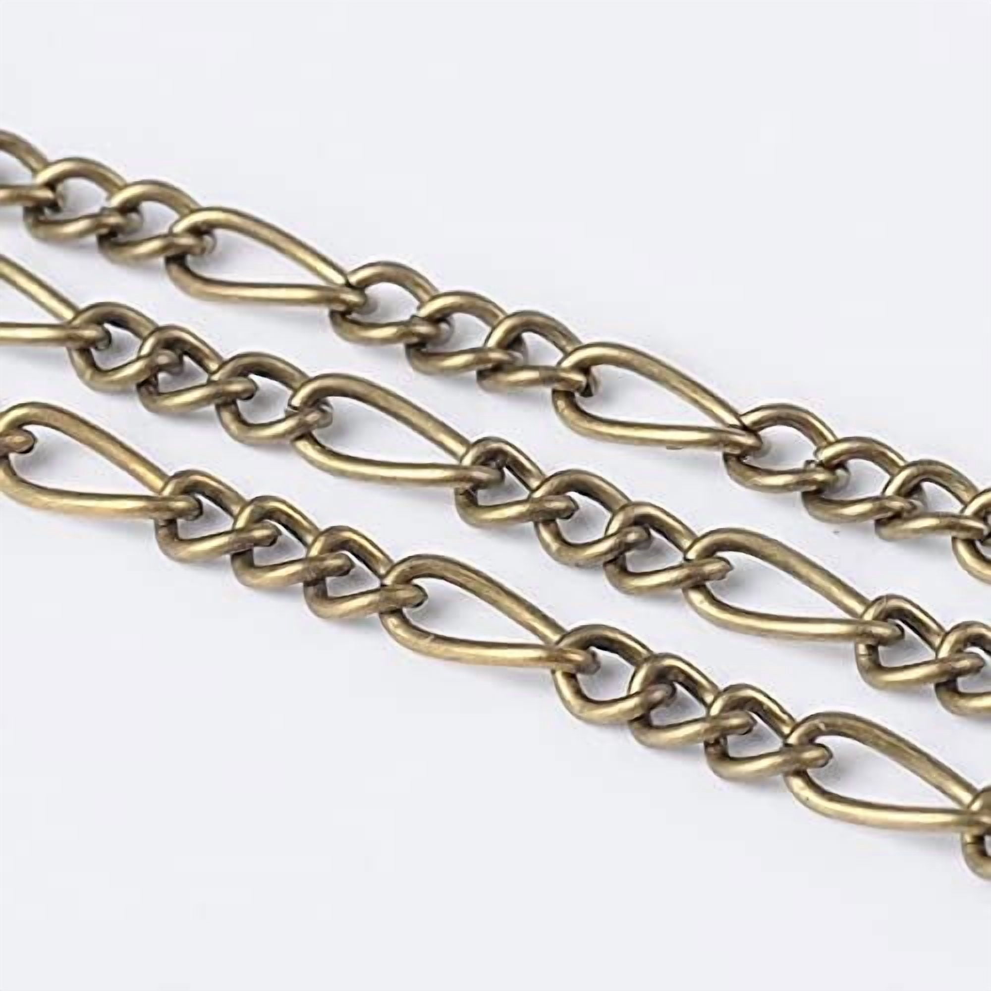5 M Iron Handmade Chains Figaro Chains Mother-Son Chains with Spool Unwelded Fashion Stacking Jewelry Chain for Necklace Bracelet and Anklet Accessories Making 3-3.5x4-7x0.83-1mm