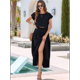 thumbnail image 5 of Conjunto de Falda de Verano para Mujer, 2 Piezas, Top de Corta, Cintura Elástica, Vestido con Bolsillos, Negro, Talla XL, 5 of 9