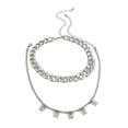 thumbnail image 1 of Cadena de collares de doble capa de imitación pavimentados para vacaciones Plata Hugo Cadena de collares, 1 of 3