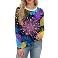 thumbnail image 6 of Womens Mardi Gras Shirts Sparkly Feathers Print Crew Neck Graphic Tee Mask Print Long Sleeve Holiday Tops Black 2XL, 6 of 6