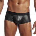 thumbnail image 3 of Odeerbi Mens Underwear Seamless Boxer Briefs Leather Erogenous Big Bag Underwear Black, 3 of 6