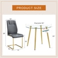 thumbnail image 4 of Modern Round Tempered Glass Dining Table with Gold Metal Legs & 4 PU Leather High Back Chairs, 4 of 10