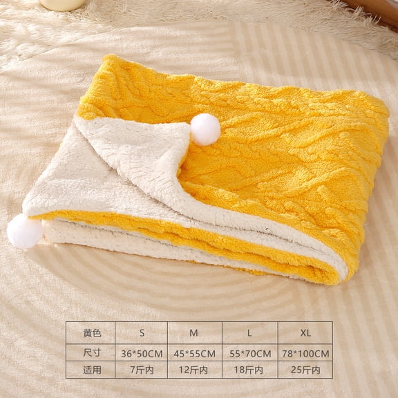 Mictong pet solid color blanket, 17.72 * 21.66 inches warm blanket, washable pet blanket, soft pet blanket, pet sofa blanket, suitable for pet home decoration, size M, 1 piece, yellow