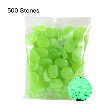 Dark Stone 500pcs/Bag Luminous Pebbles Glow in the Dark Stones Home Fish Tank Outdoor Decor Garden Walkway ()