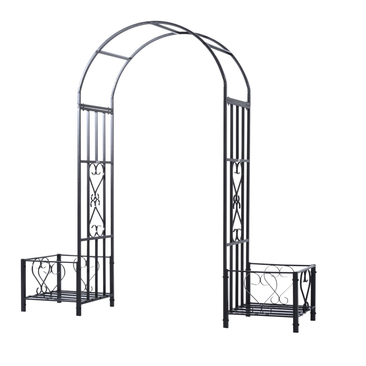 Outsunny Decor Metal Backyard Garden Arbor Arch Trellis with Side