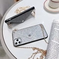 thumbnail image 4 of for iPhone 13 Pro Max Bling Glitter Diamond Phone Case with Card Holder and Strap for Women Girls,Crossbody Chain,Kickstand Magentic Folio,Snap Clasp,Cute Phone Wallet Cases Envelope Design, White, 4 of 8